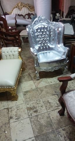 sillón mod rosas rey laka gris plata tapiz vinipiel plata.